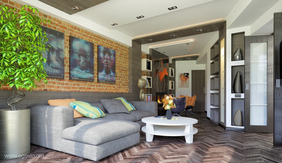 Гостиная с камином