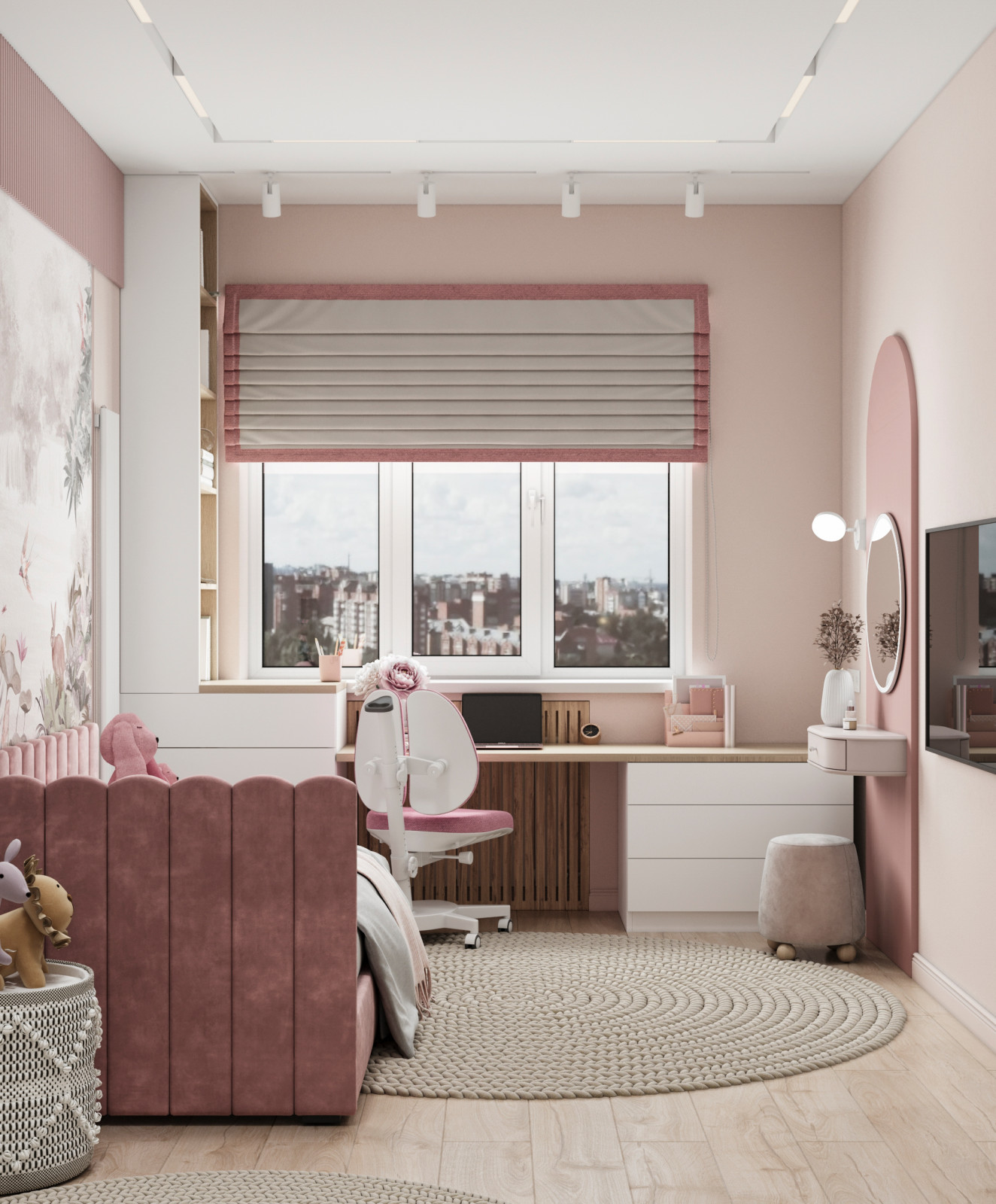 Детская с лестницей для девочки