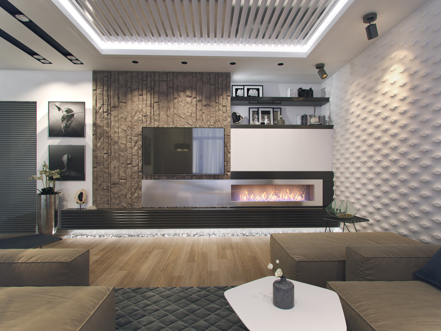 Обложка проекта: Гостиная в черно-белых тонах