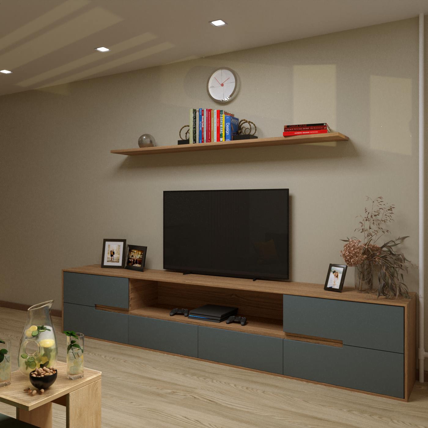 Кухня-гостиная в лесном мотиве