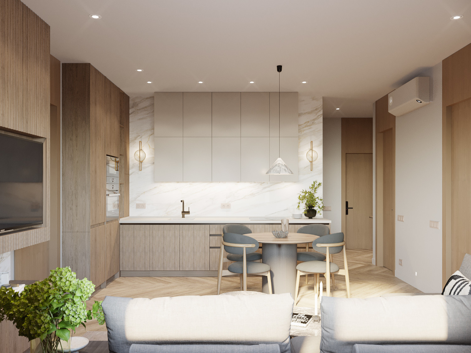 Soft-минимализм в монохромном интерьере трехкомнатной квартиры /ЖК "Балтийский"