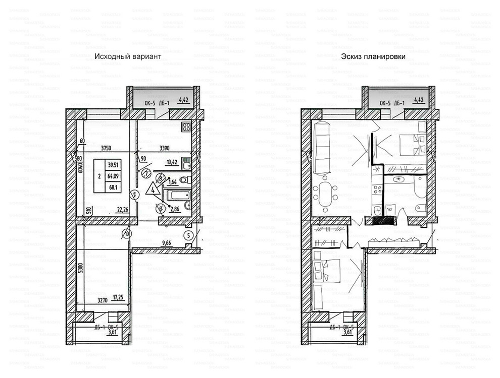 Идеи перепланировки для двухкомнатных квартир
