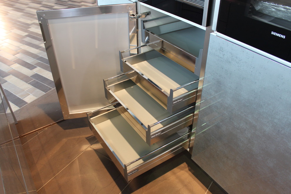 Шпон Палисандр Индийский + фасады со стеклом Серебро