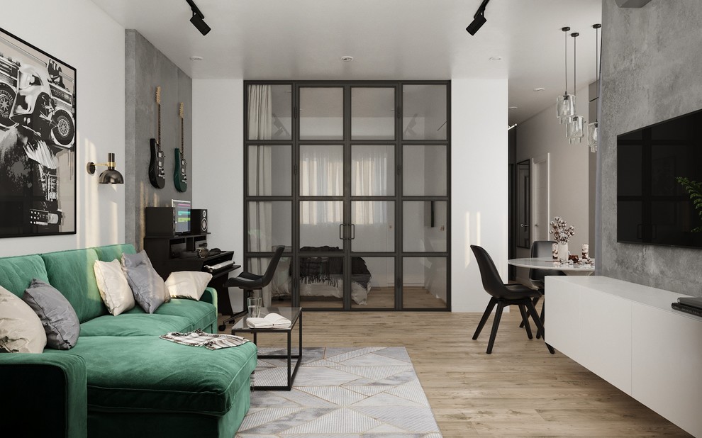 Ещё одно интересное решение – спальная зона в стеклянном кубе – это и прекрасный