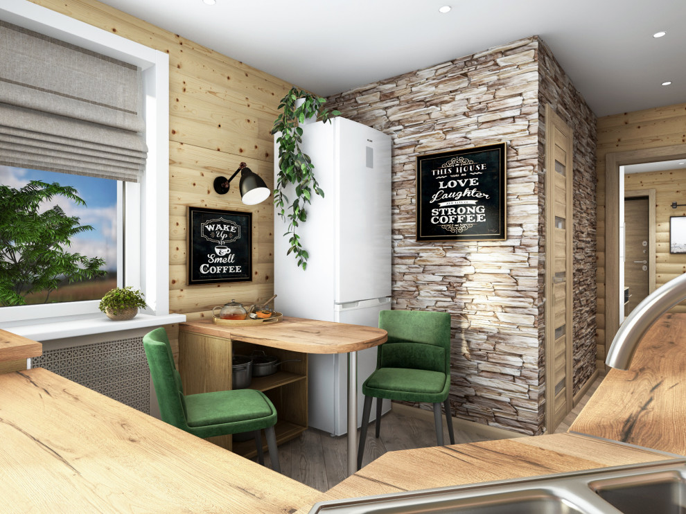 Обложка проекта: Блок-хаус в интерьере небольшого частного дома