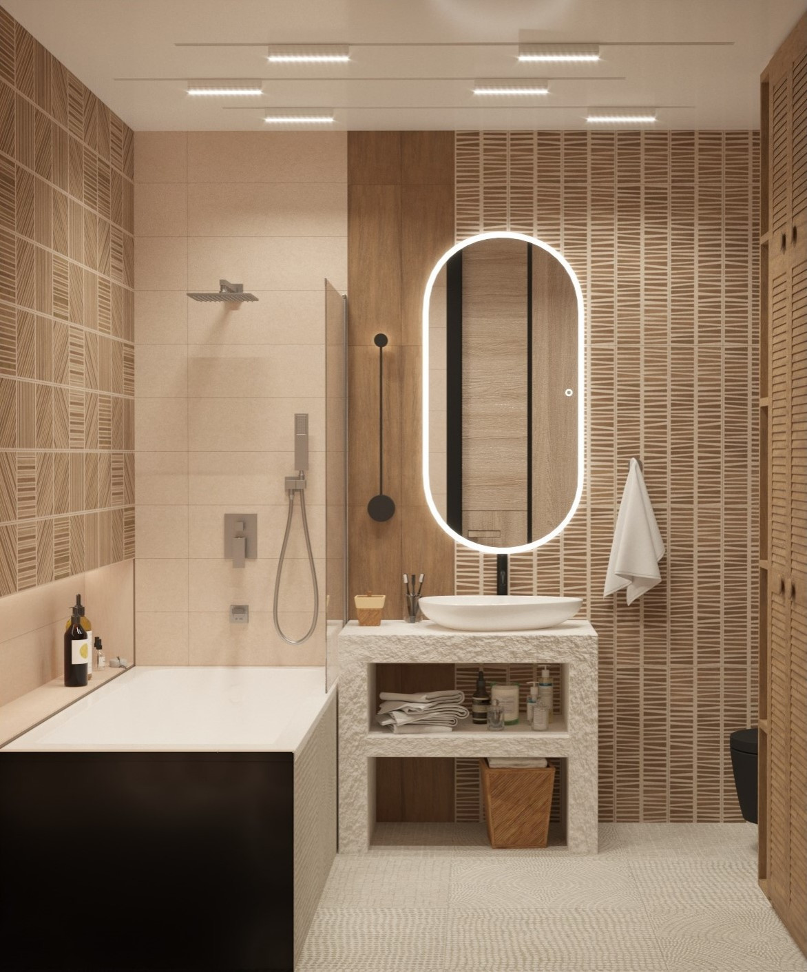 Обложка проекта: Ванная в стиле ваби-саби/этно из дизайн-проекта в ЖК Спортивный парк, Москва