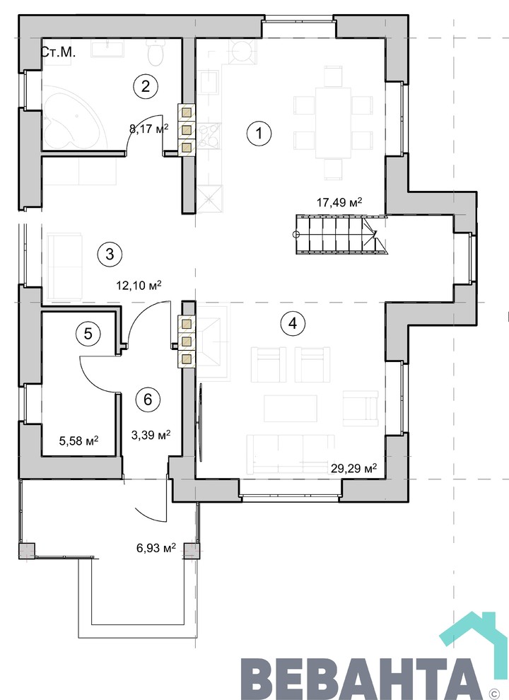 Загородный дом по проекту "Валенсия"