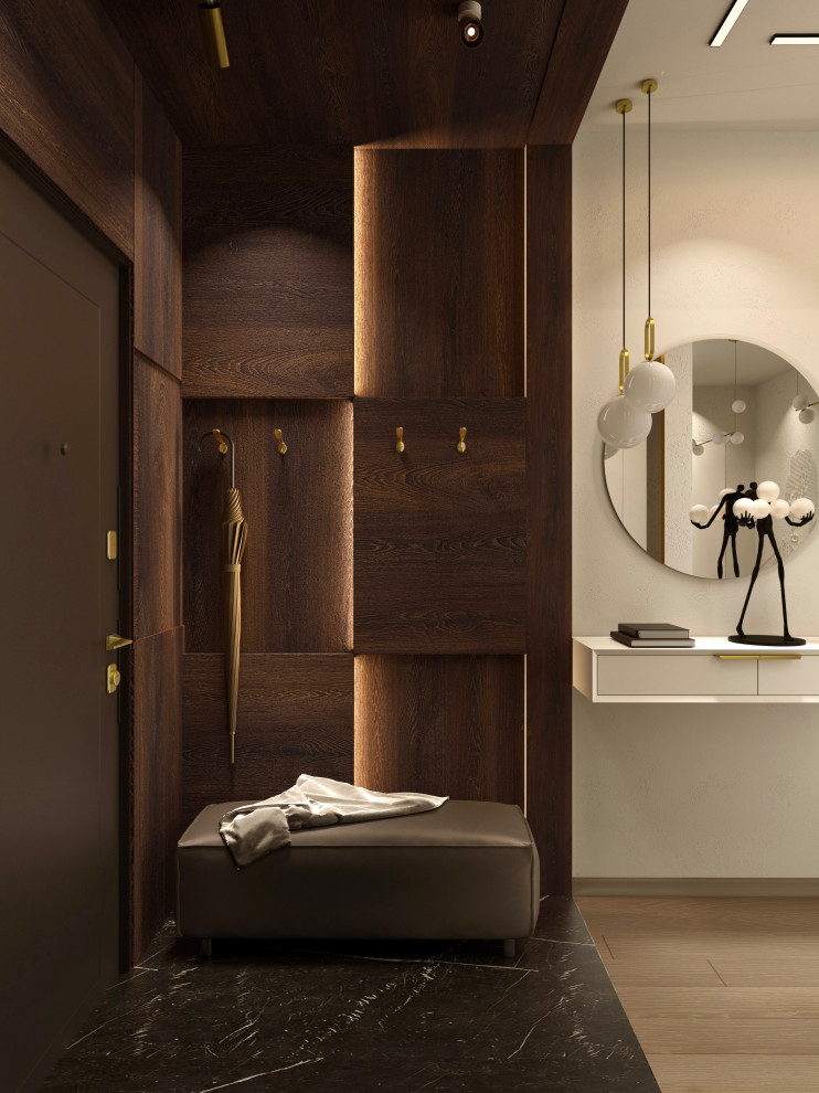 Обложка проекта: 3д-визуализация прихожей в современном стиле.