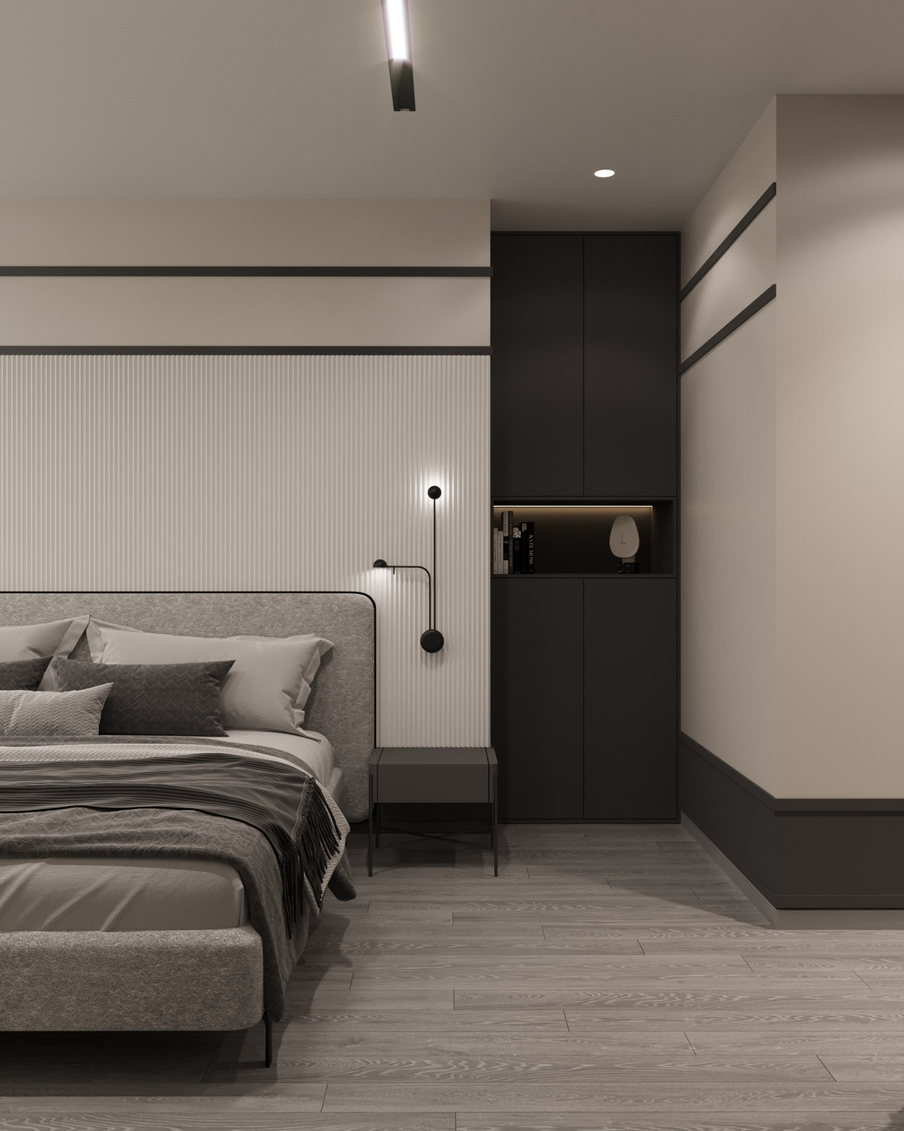 Современная  квартира в серо-белый тонах