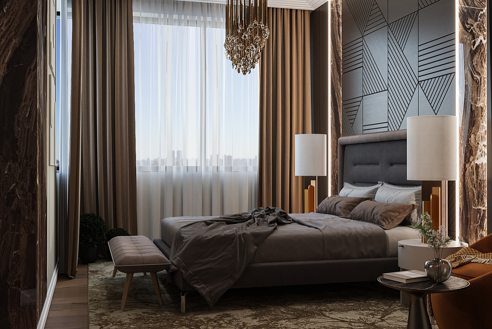 Спальня. Квартира ЖК Main Street Москва