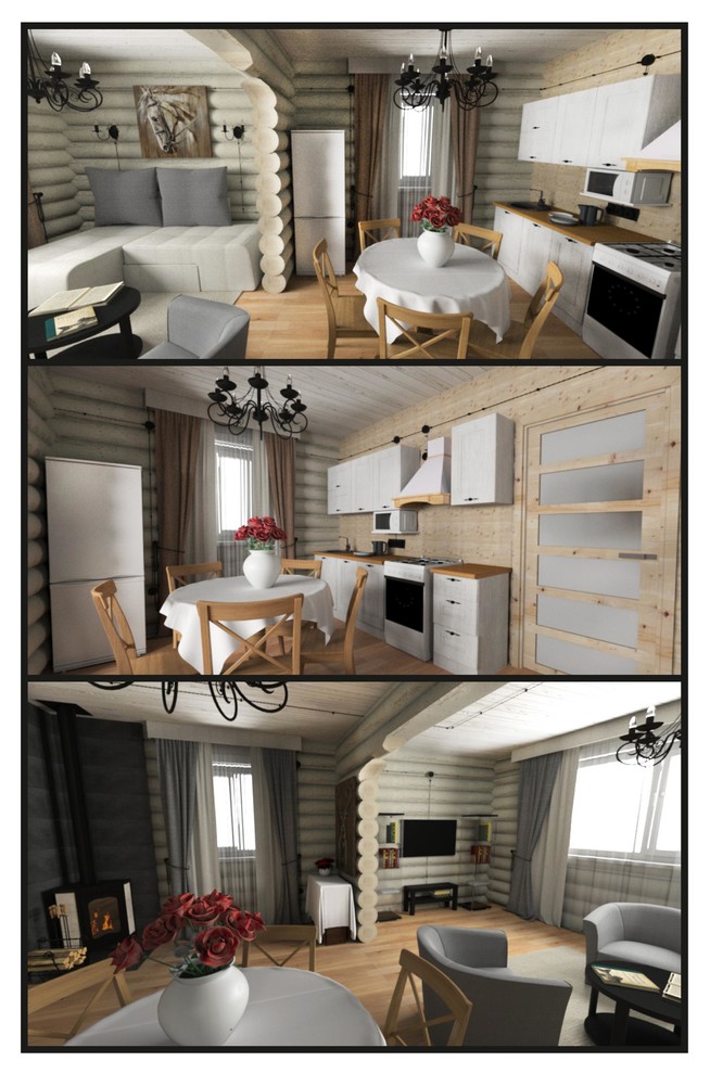 Загородный дом. Гостиная-кухня