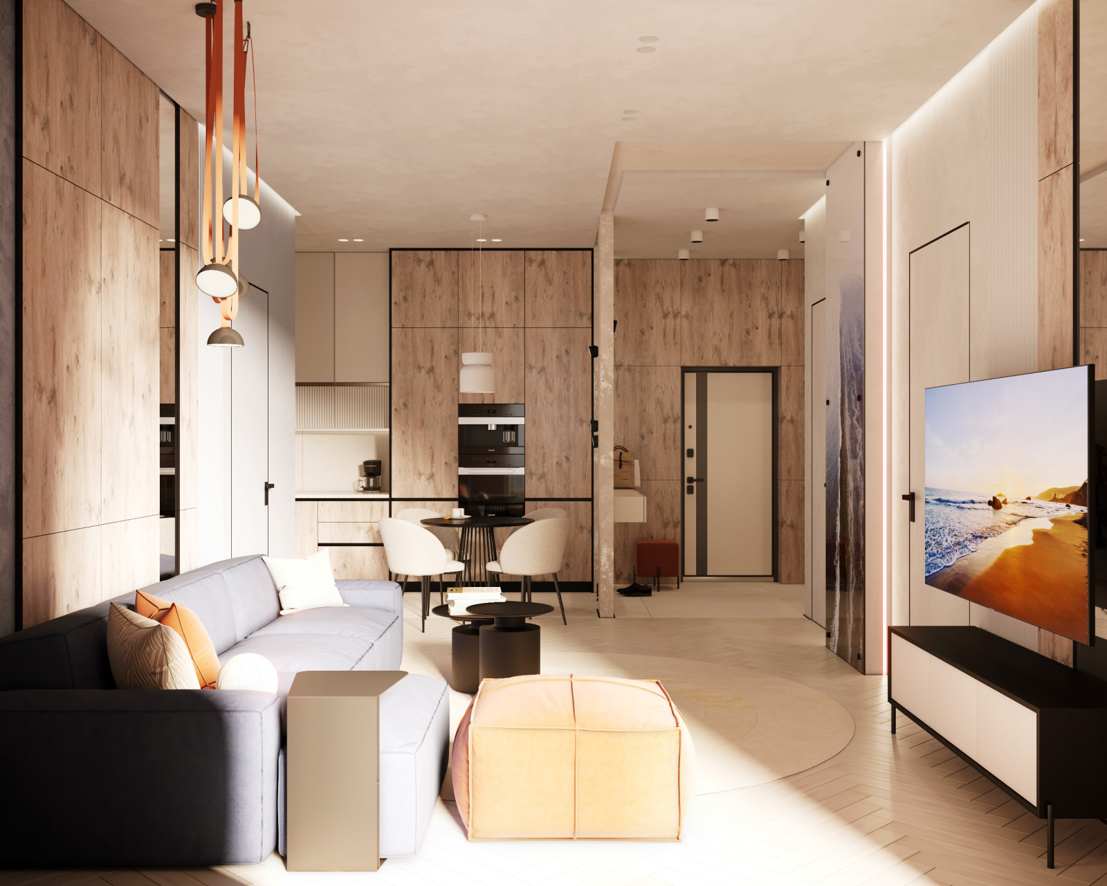 Входная зона и зона кухни