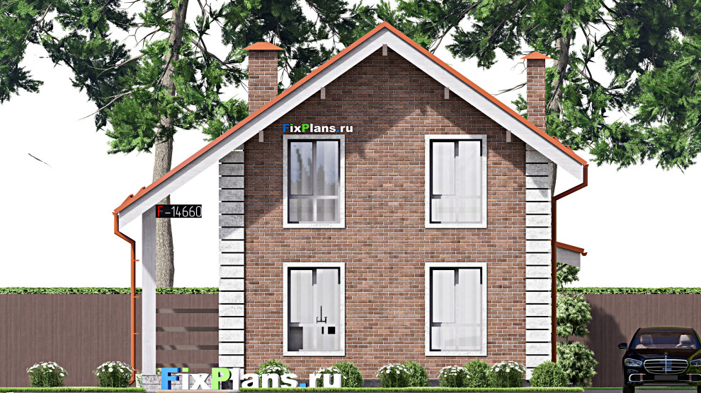 Проект дома с мансардой 9х9 м S104м2 F-14660