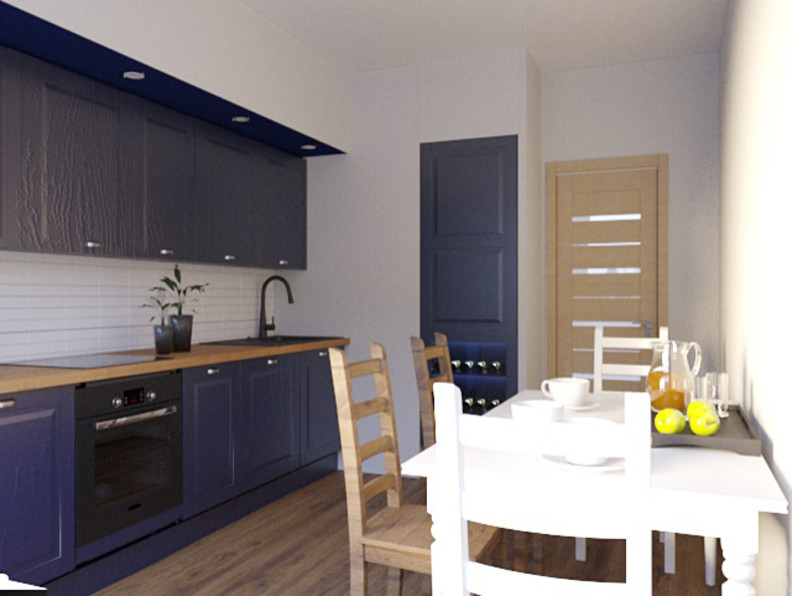 Обложка проекта: Проект кухни глубокого синего цвета