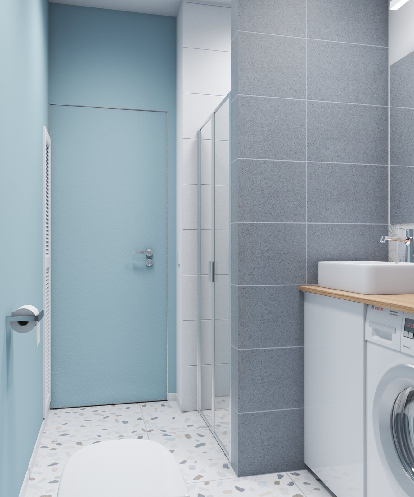 Студия для аренды с пятнистой плиткой