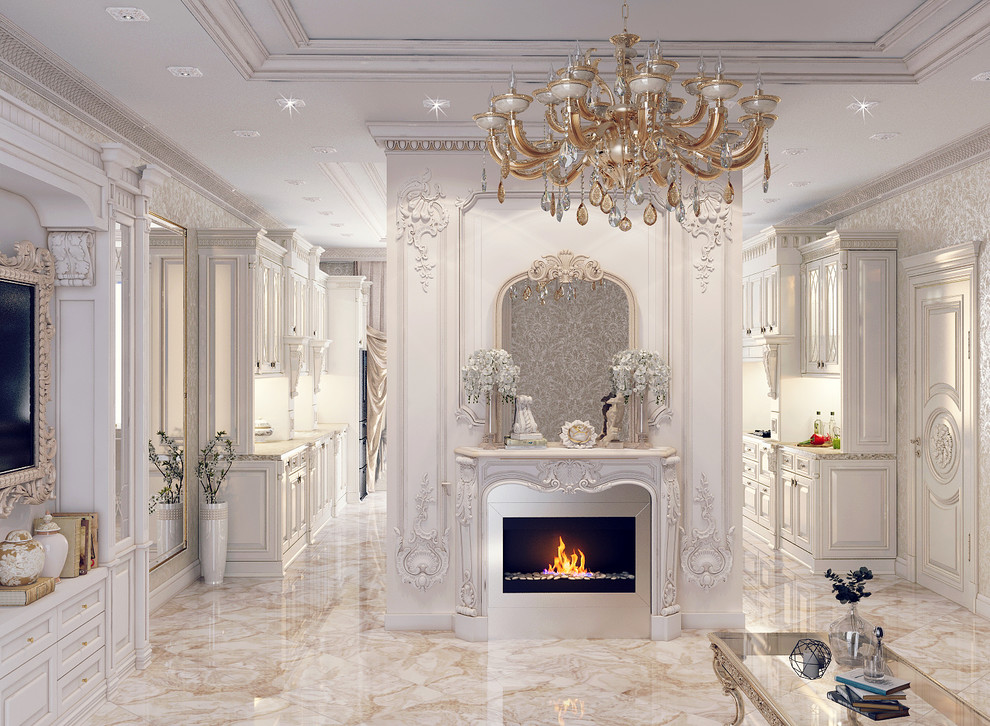 Гостиная с кухней в стиле классицизм