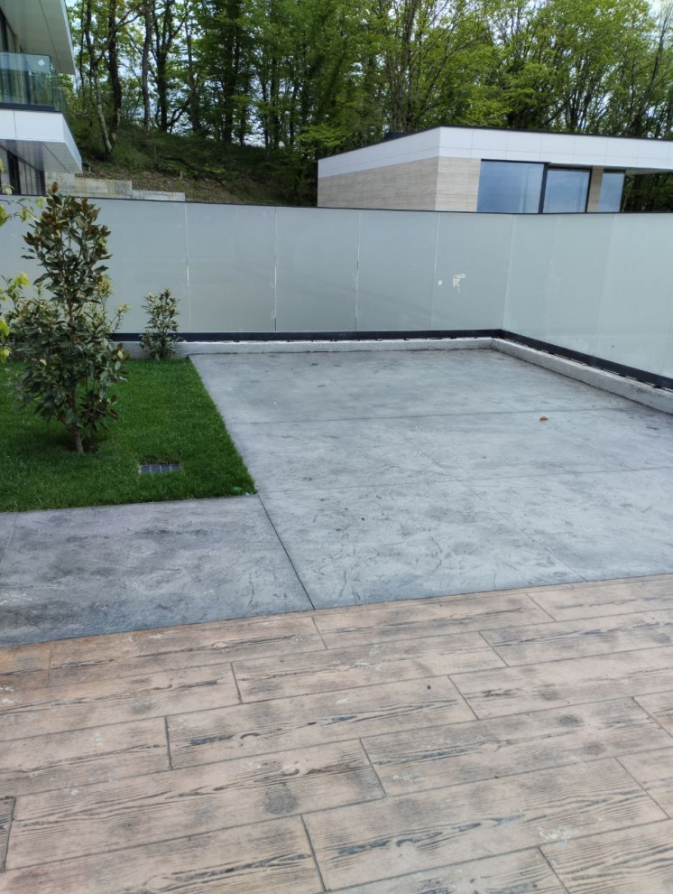 Печатный бетон, рисунок Итальянский сланец в комбинации с Доской