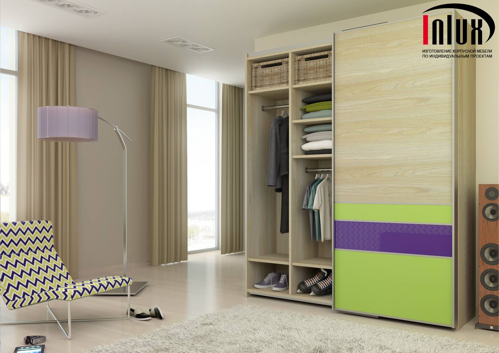 Шкафы с компланарной системой раздвижения дверей