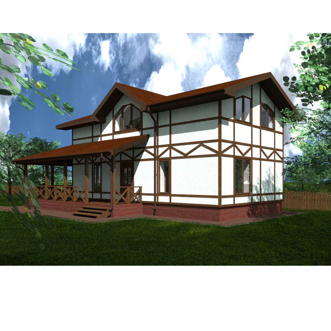 Проект дома из газосиликатного блока в баварском стиле