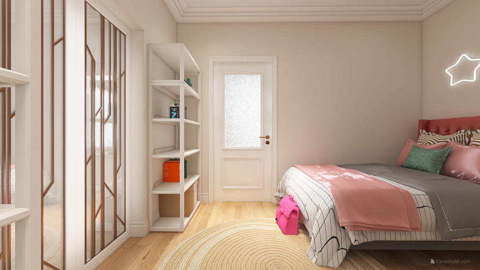 Смежные комнаты для мальчика и девочки, объединенные парадными дверьми