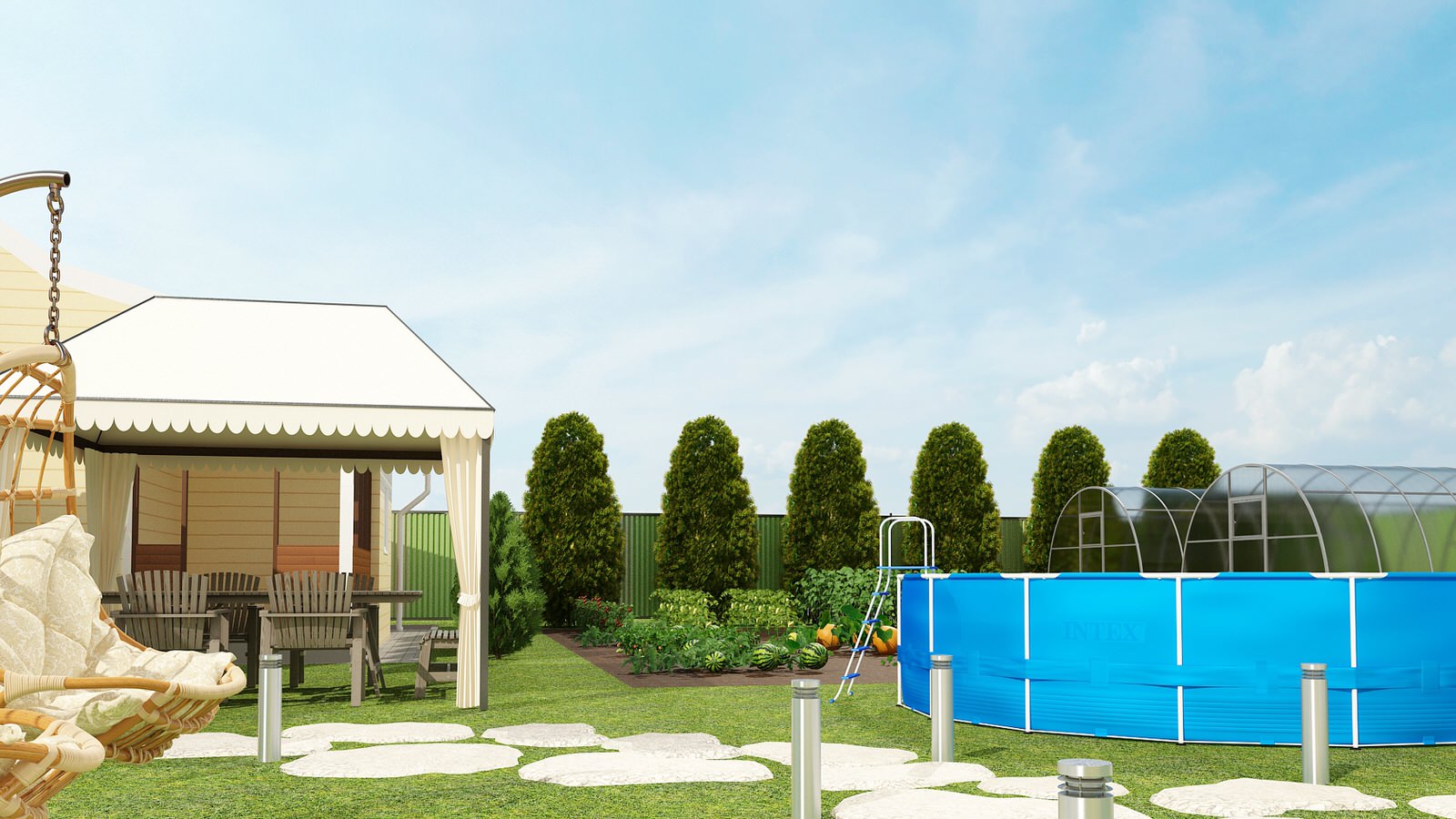 Ландшафтный дизайн территории загородного дома Омская обл