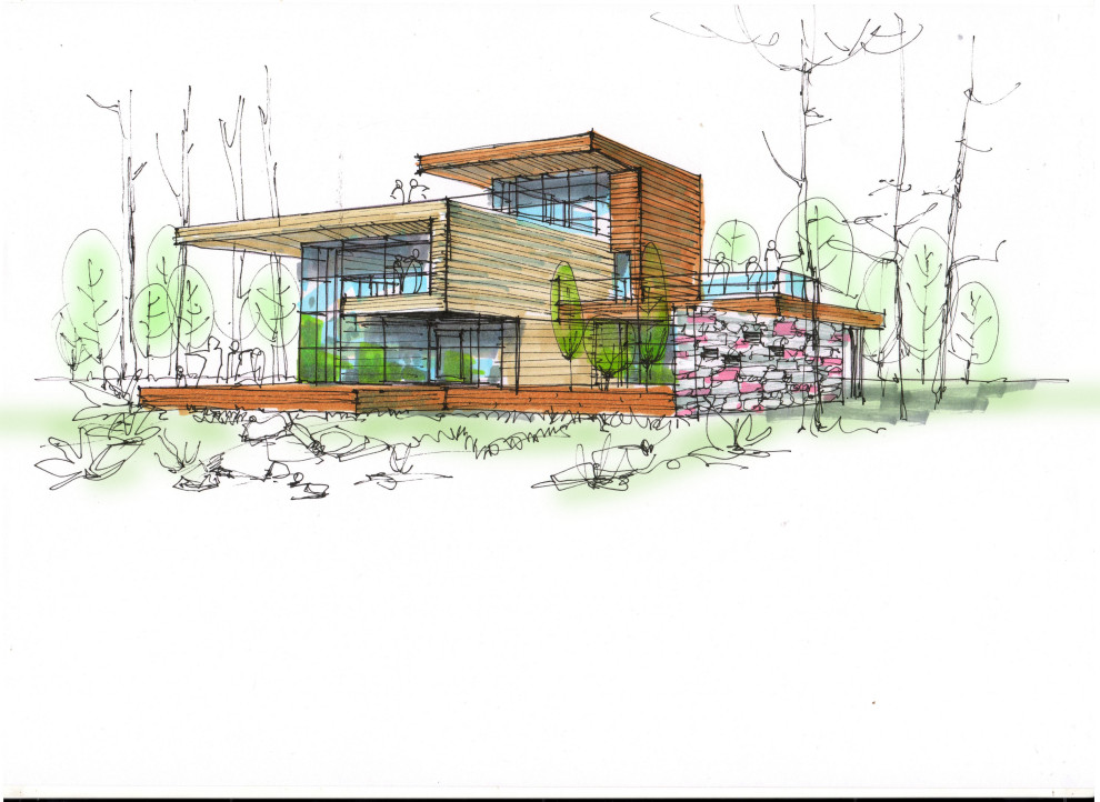 Фор-эскиз современного дома на берегу Лемболовского озера