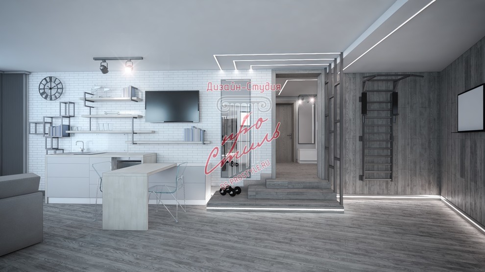 Загородный дом. Спортзал в цокольном этаже.