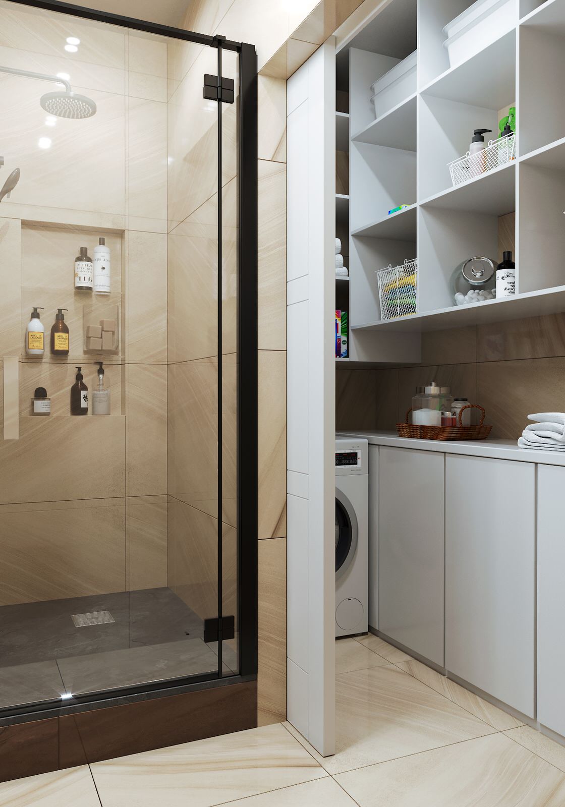 Душевая с местом для хранения