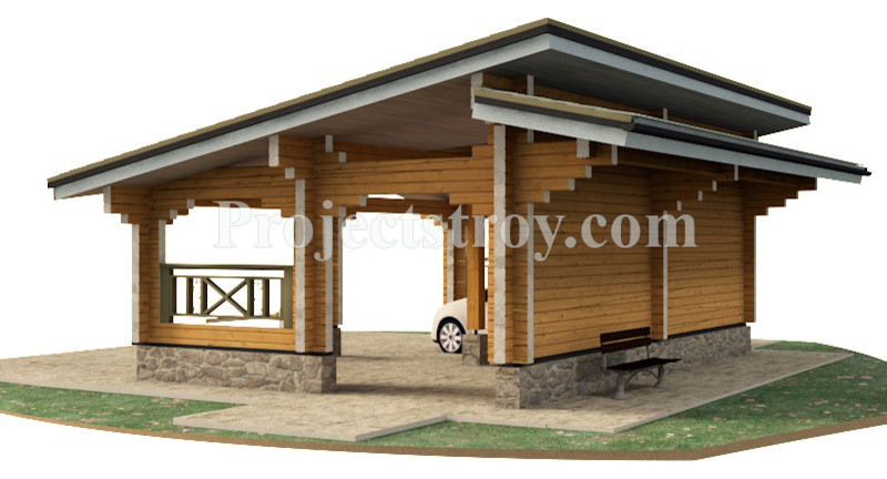 Навес для автомобилей из бруса 8 х 6 м
