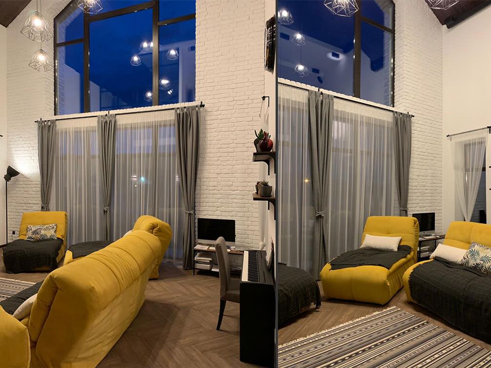 Декоративный кирпич БауЭко Bianko в интерьере гостиной