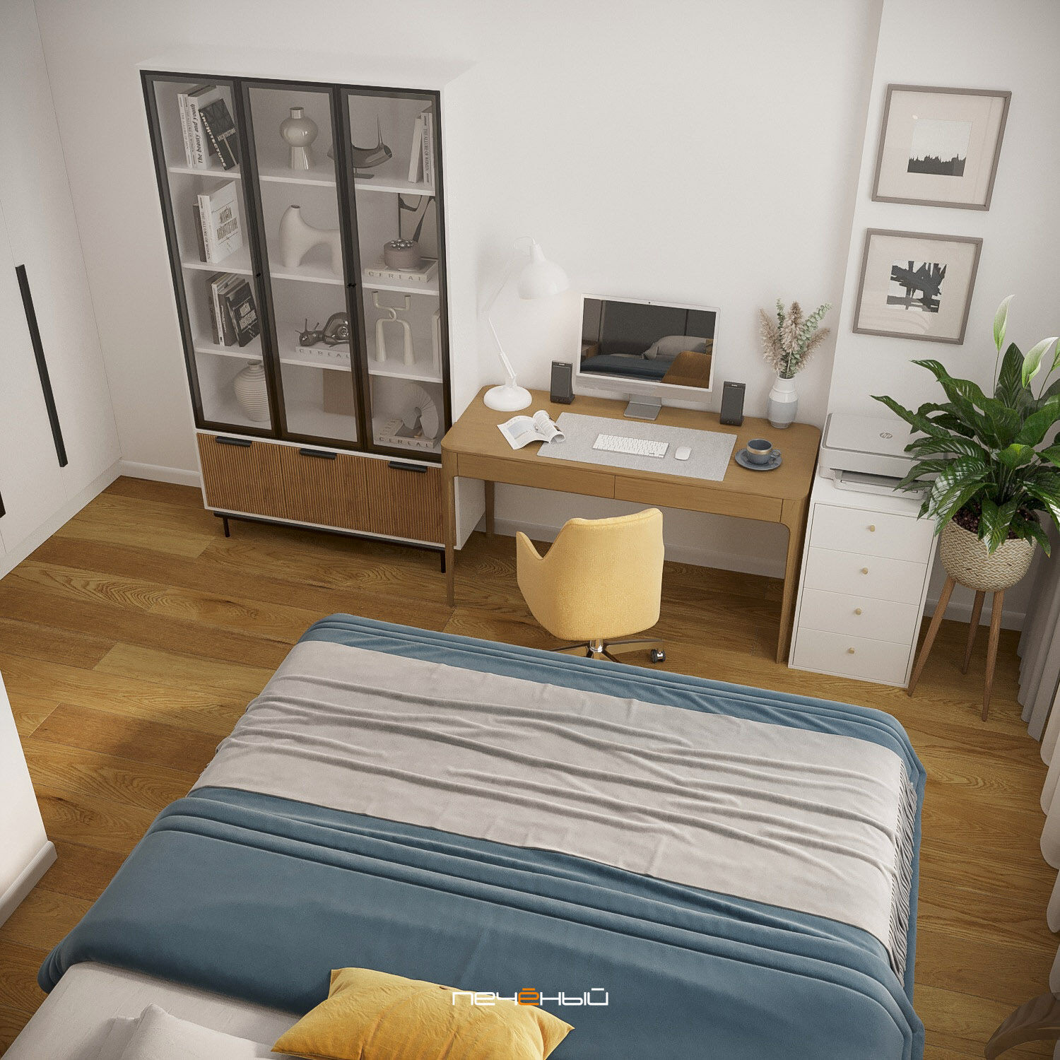 2025 Дизайн 1-комнатной квартиры 55 м² в современном стиле, Москва, ЖК Лица