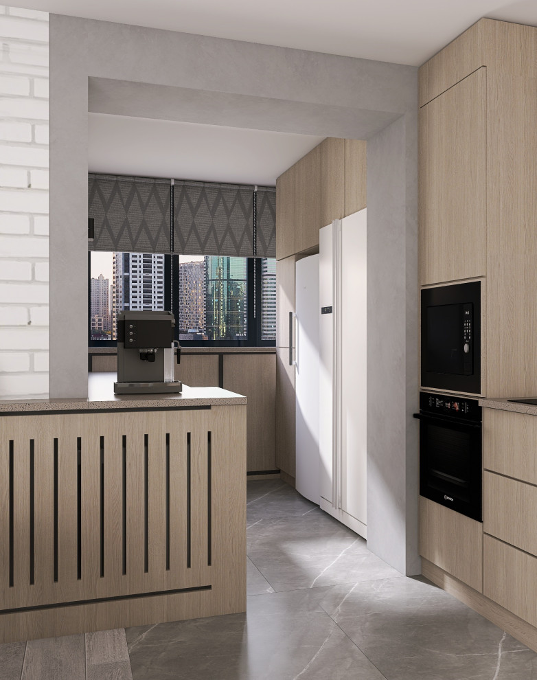 Дизайн кухни-гостиной с балконами