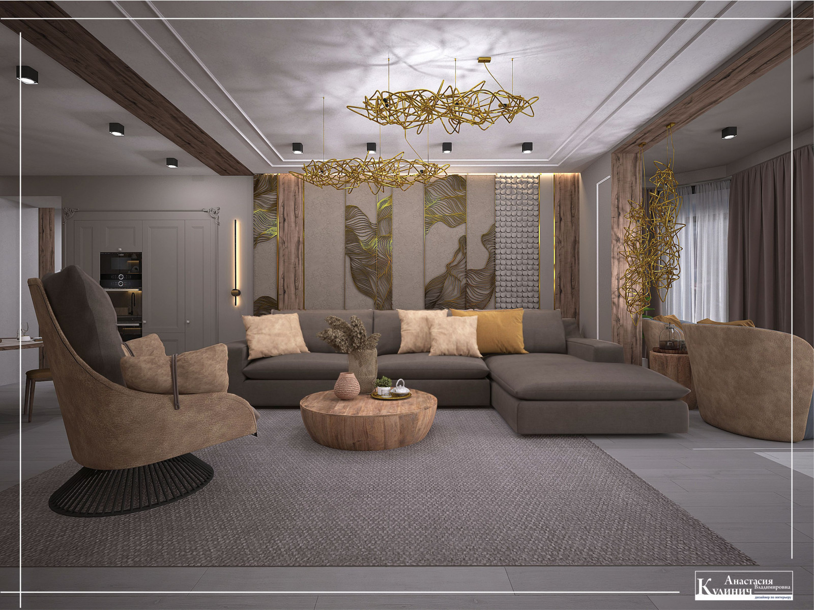 Большая гостиная с кухней. ЖК Аквамарин