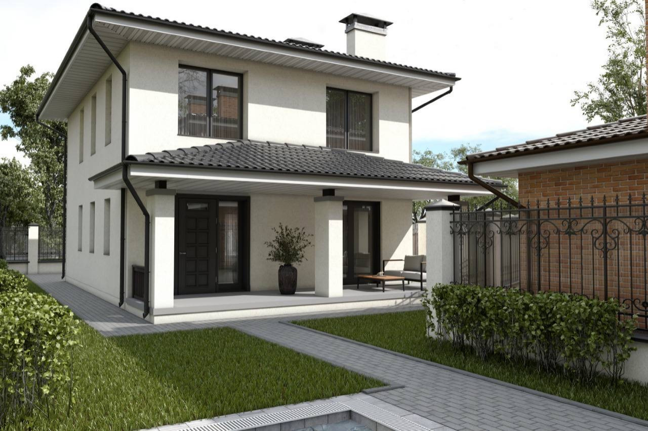 Двухэтажный белый дом