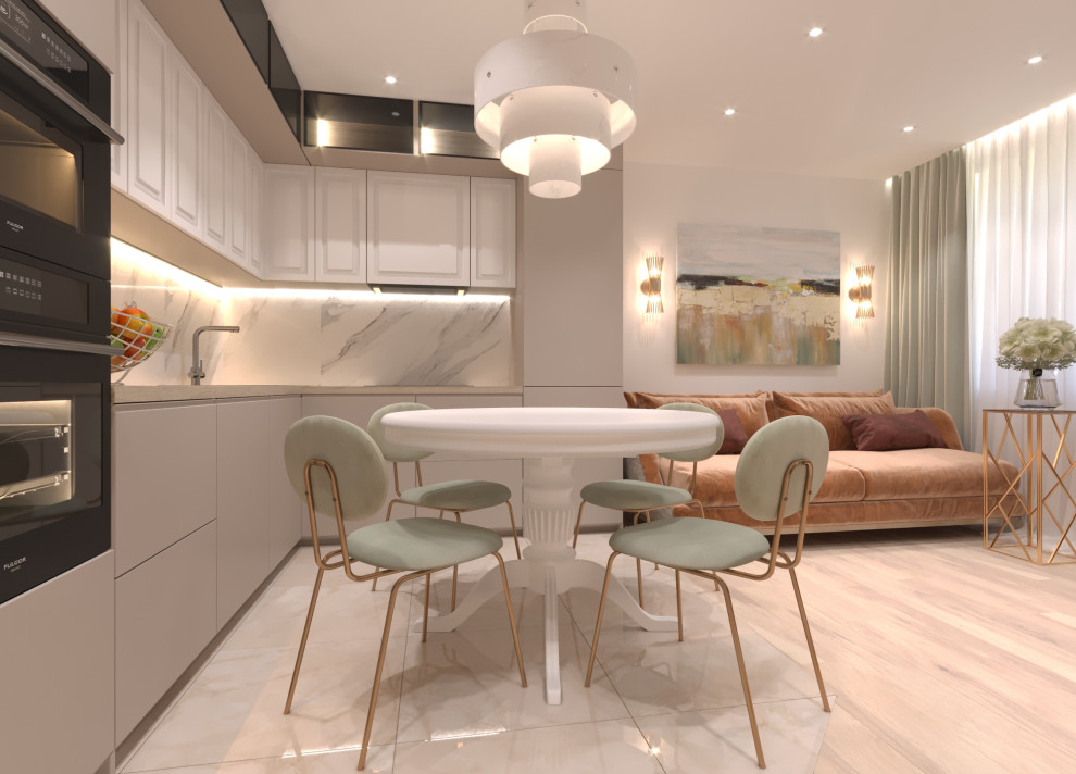 Дизайн-проект  интерьера гостиной  в стиле Контемпорари с элементами Арт-Деко.