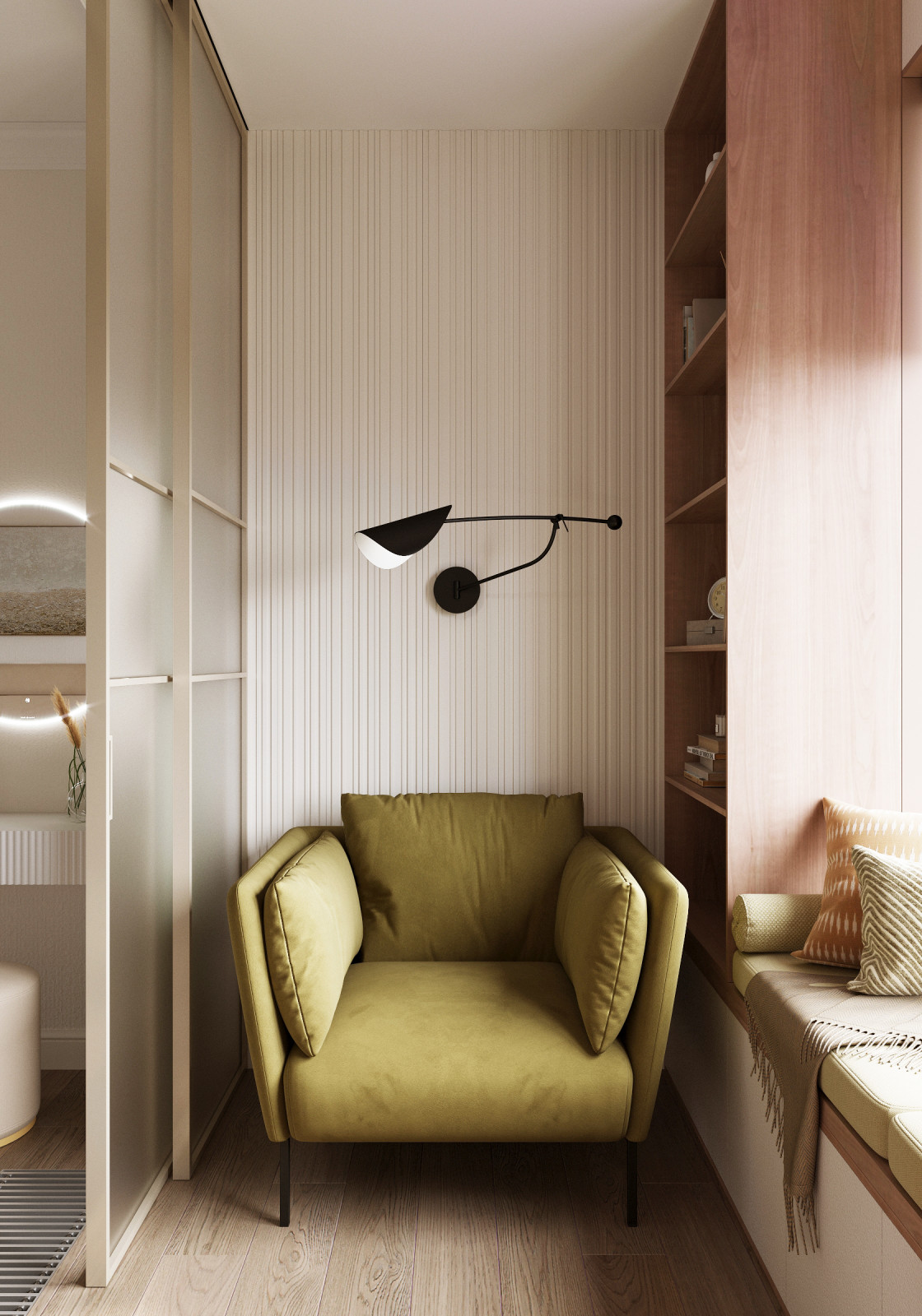 Светлая мастер - спальня в пастельных тонах