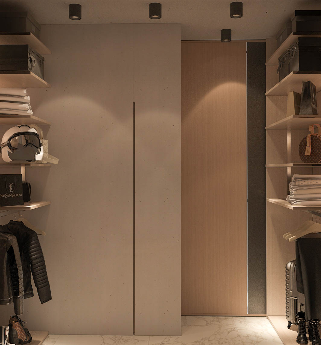 Гардеробная в проекте загородного дома Mountain House