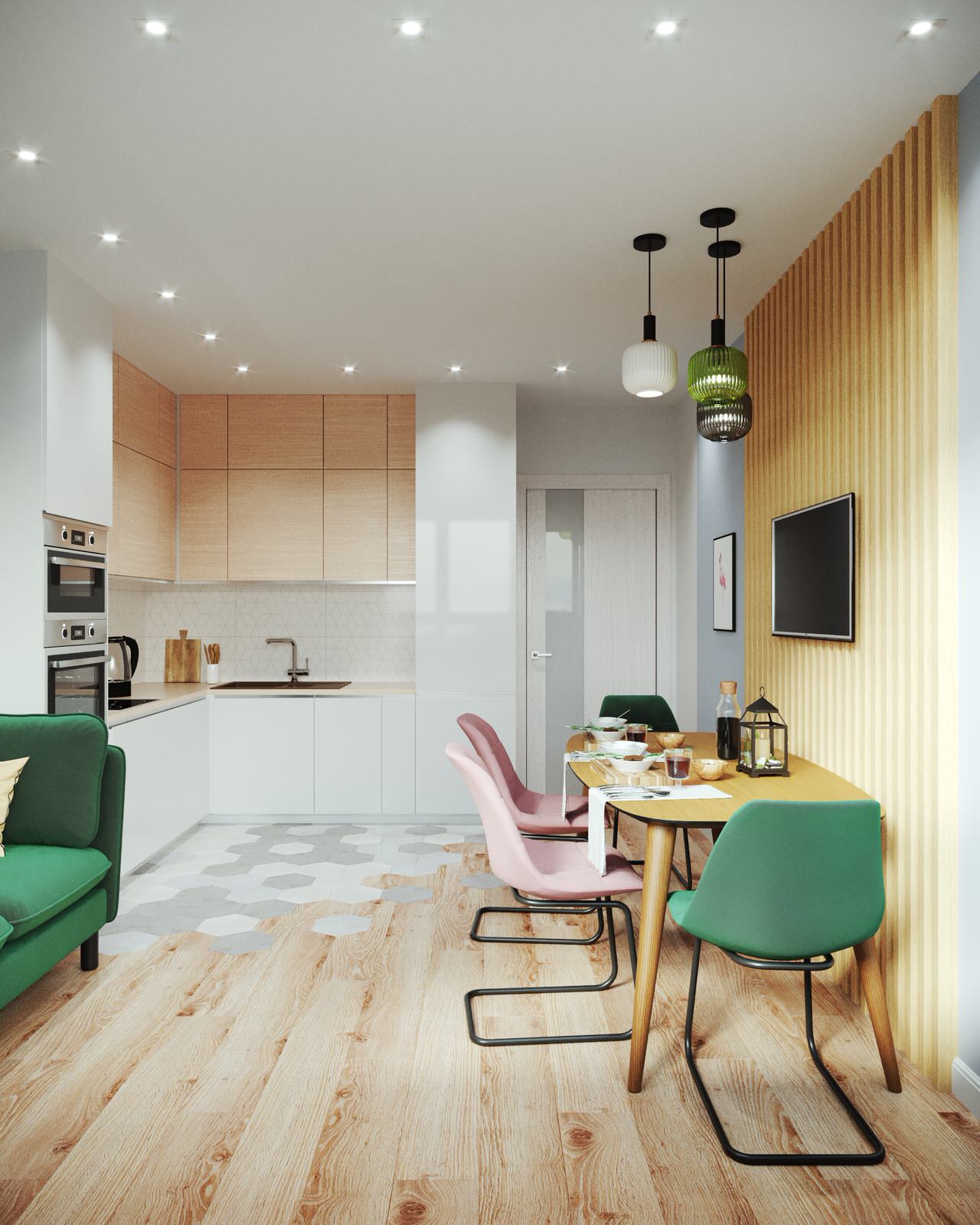 Проект интерьера двухкомнатной квартиры в стиле сканди