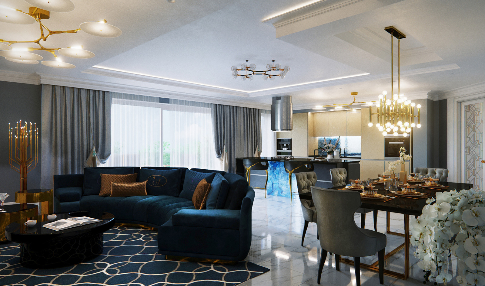 Интерьер пятикомнатной квартиры в неоклассике, г. Дюссельдорф, Германия