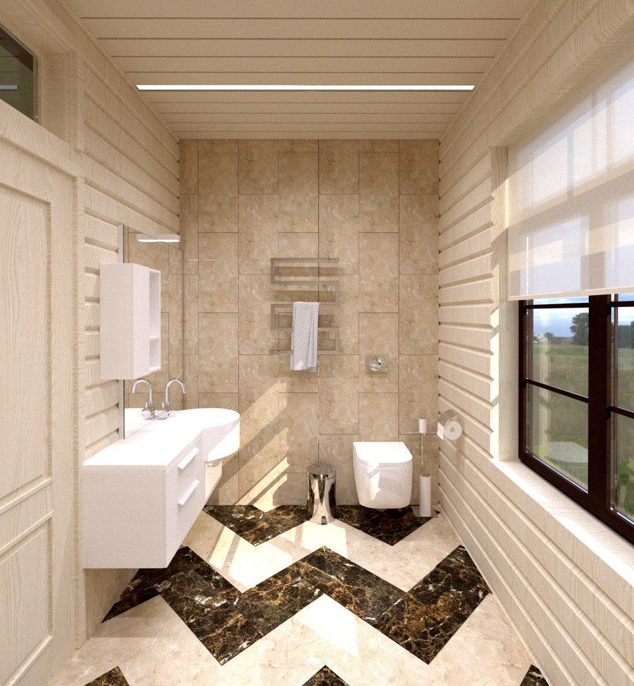 Мраморная эклектика в деревянном доме