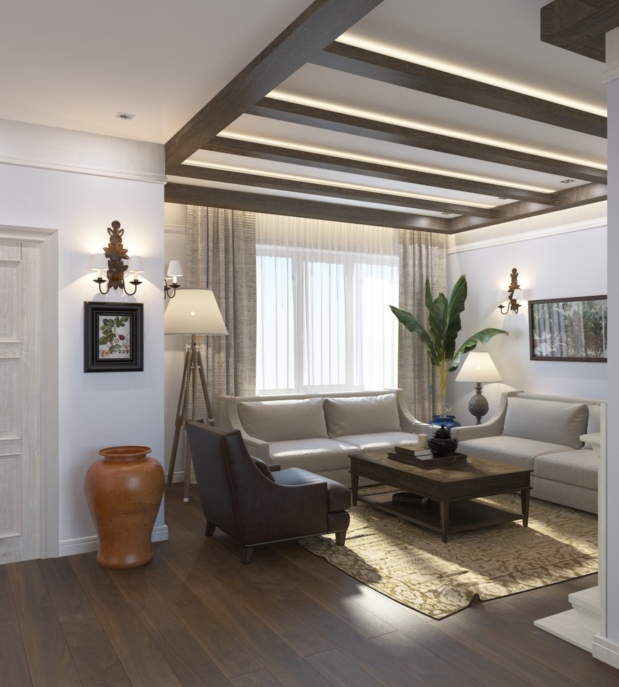 Обложка проекта: Гостиная и кухня в Колониальном стиле