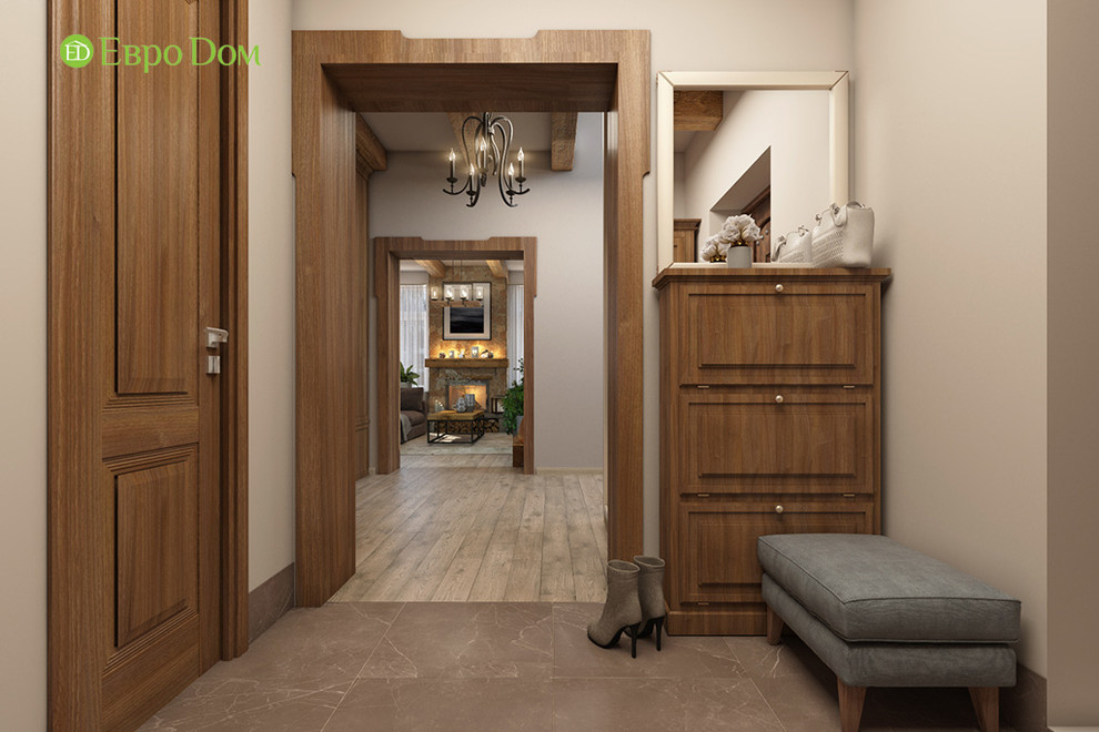 Дизайн интерьера двухкомнатного дома 73 кв. м в стиле шале