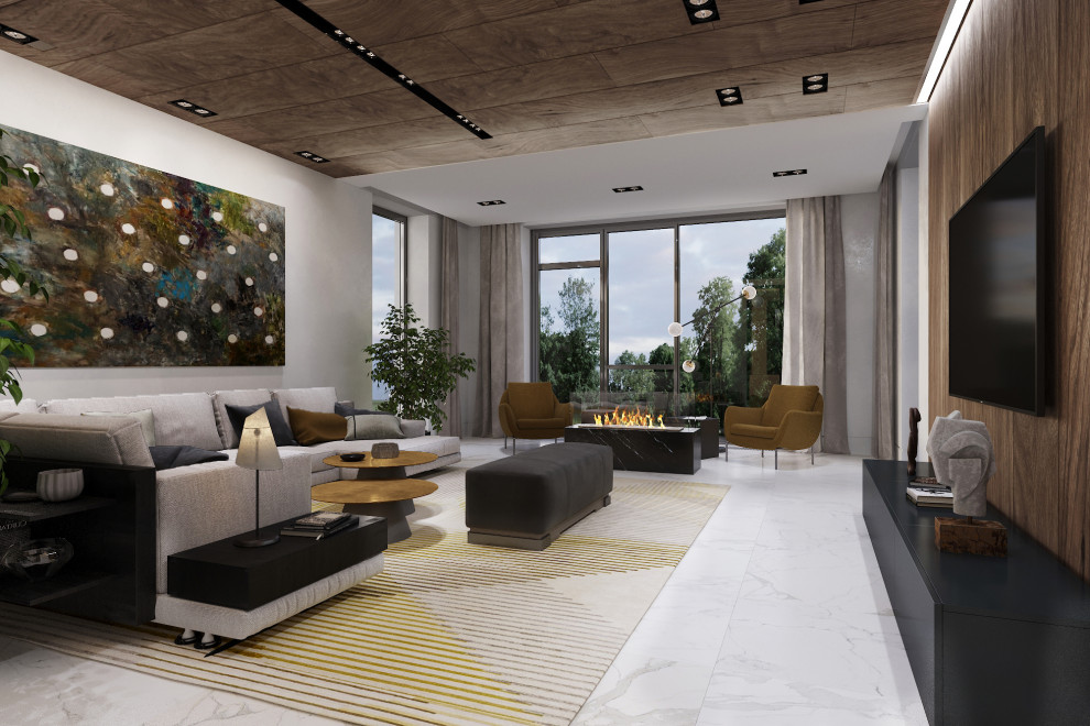 Каминная в современном стиле