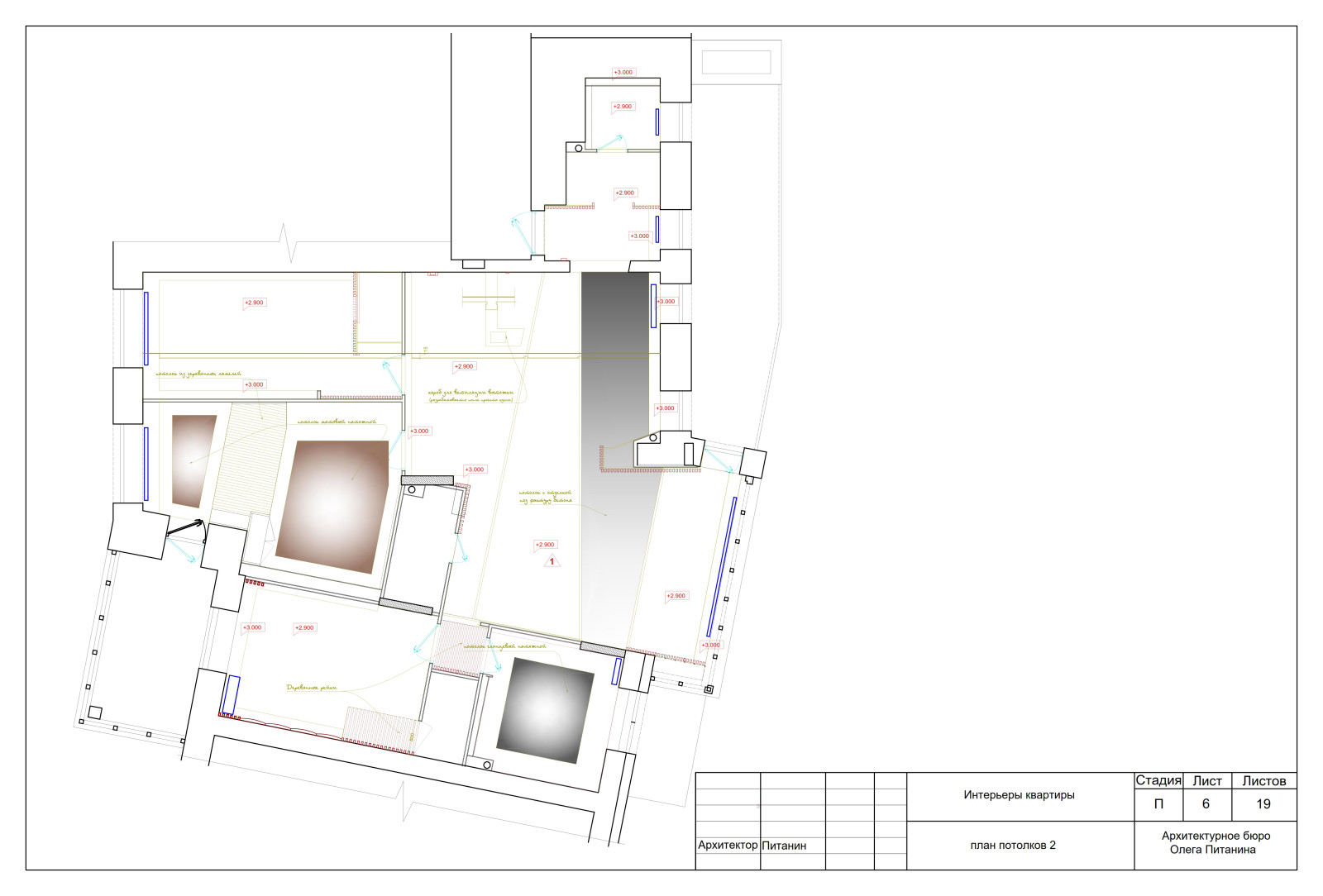 Эскизный проект квартиры в  стиле ЛОФТ в Санкт-Петербурге