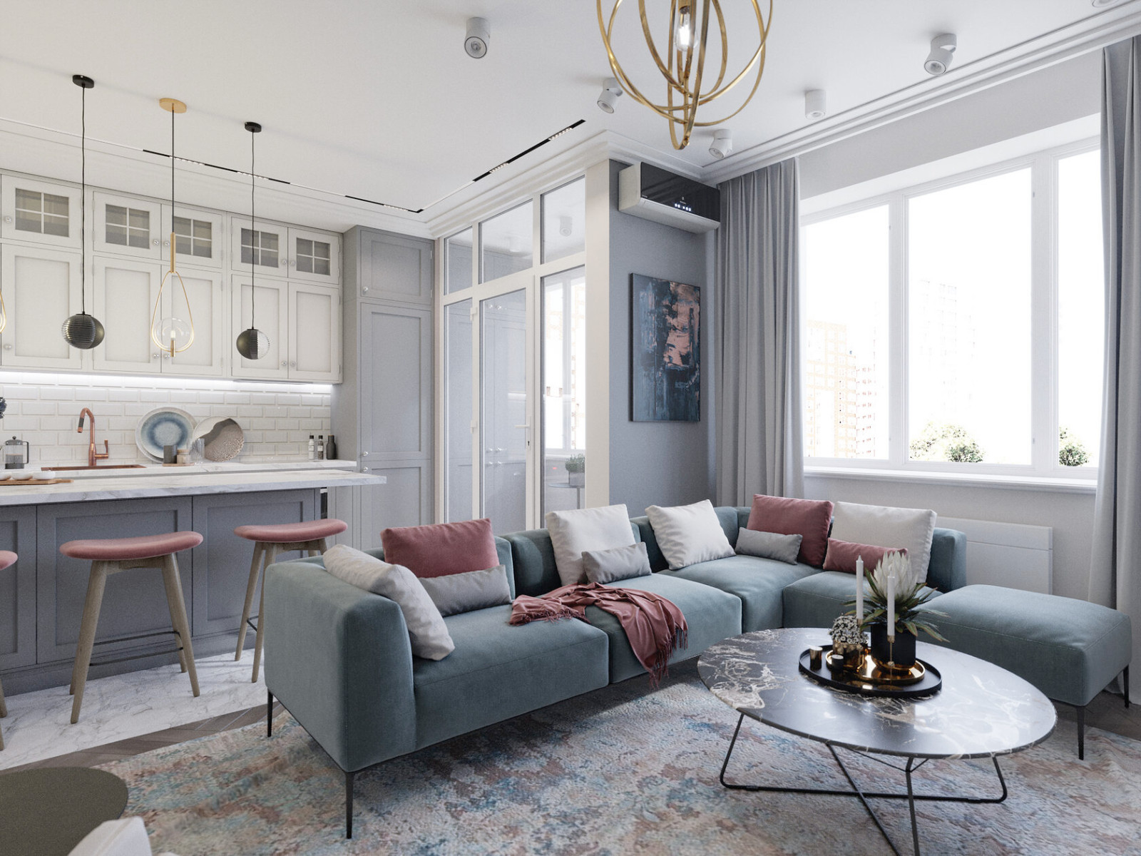 Квартира 77м2, современная классика