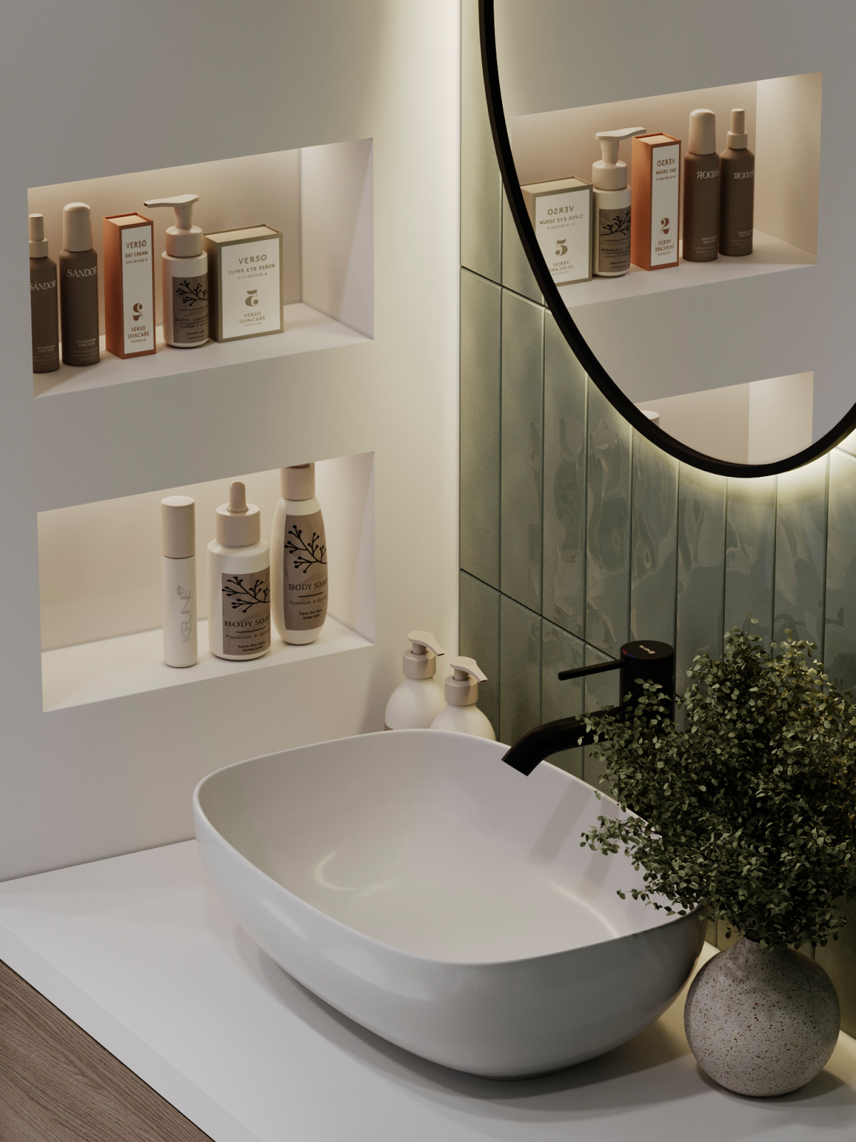 Светлый интерьер с цветовыми акцентами в ЖК Level Стрешнево