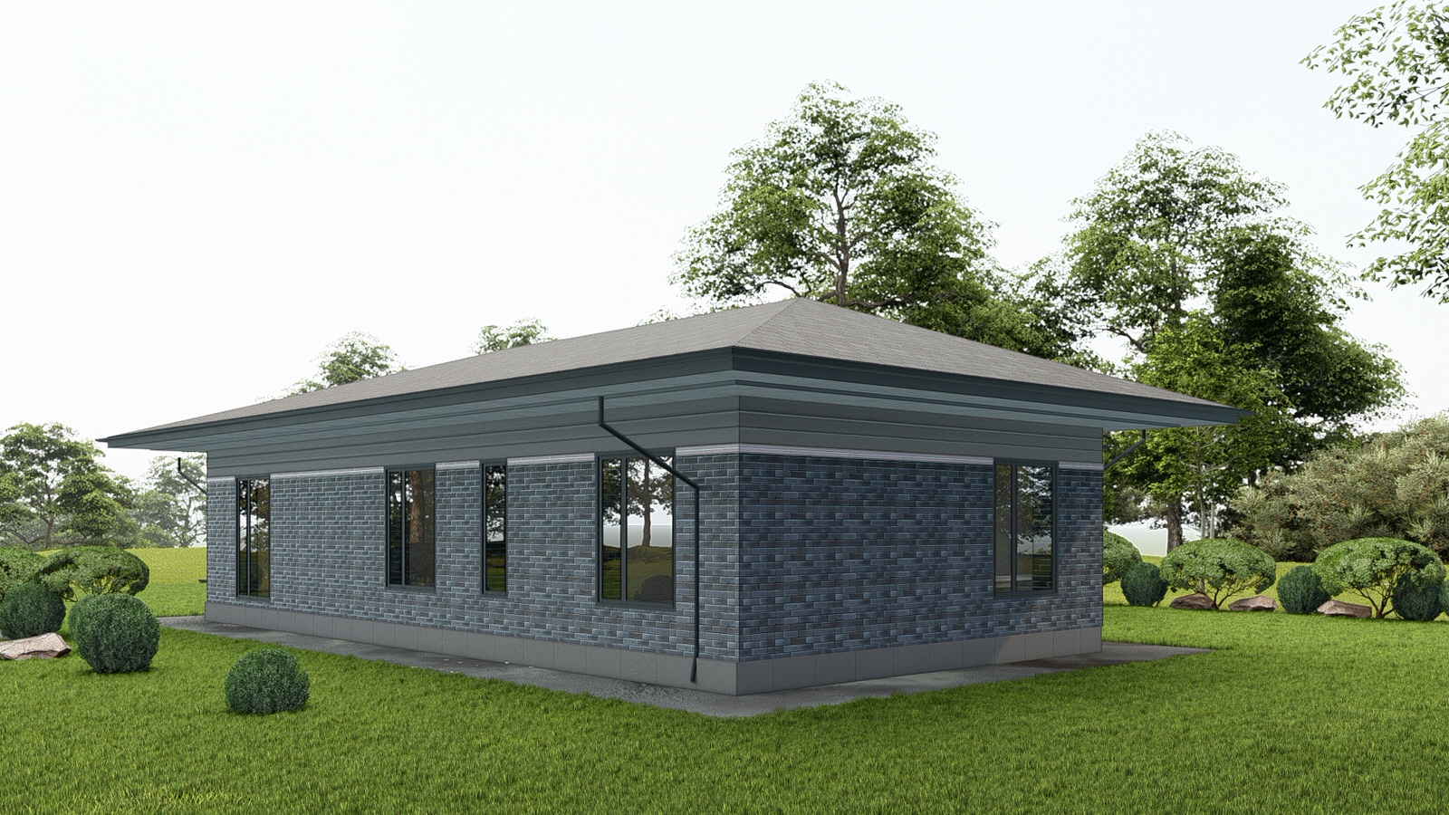 Одноэтажный дом в современном стиле