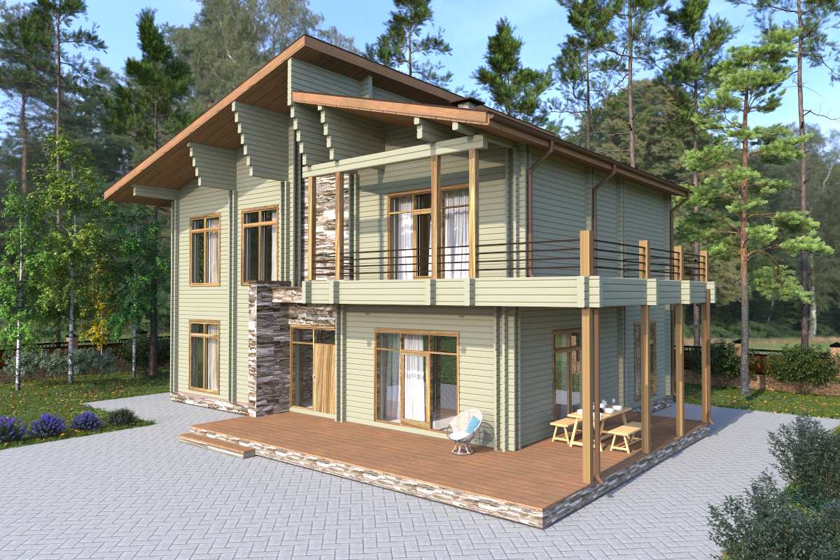 Обложка проекта: Двухэтажный дом из двойного бруса