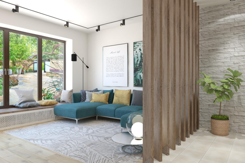 Гостиная в частном доме для большой семьи