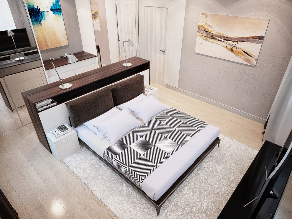 Дизайн интерьера спальни с эркером. Современный стиль.